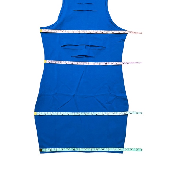 Urban Outfitters Slashed Mini Dress Blue Medium - Picture 6 of 11